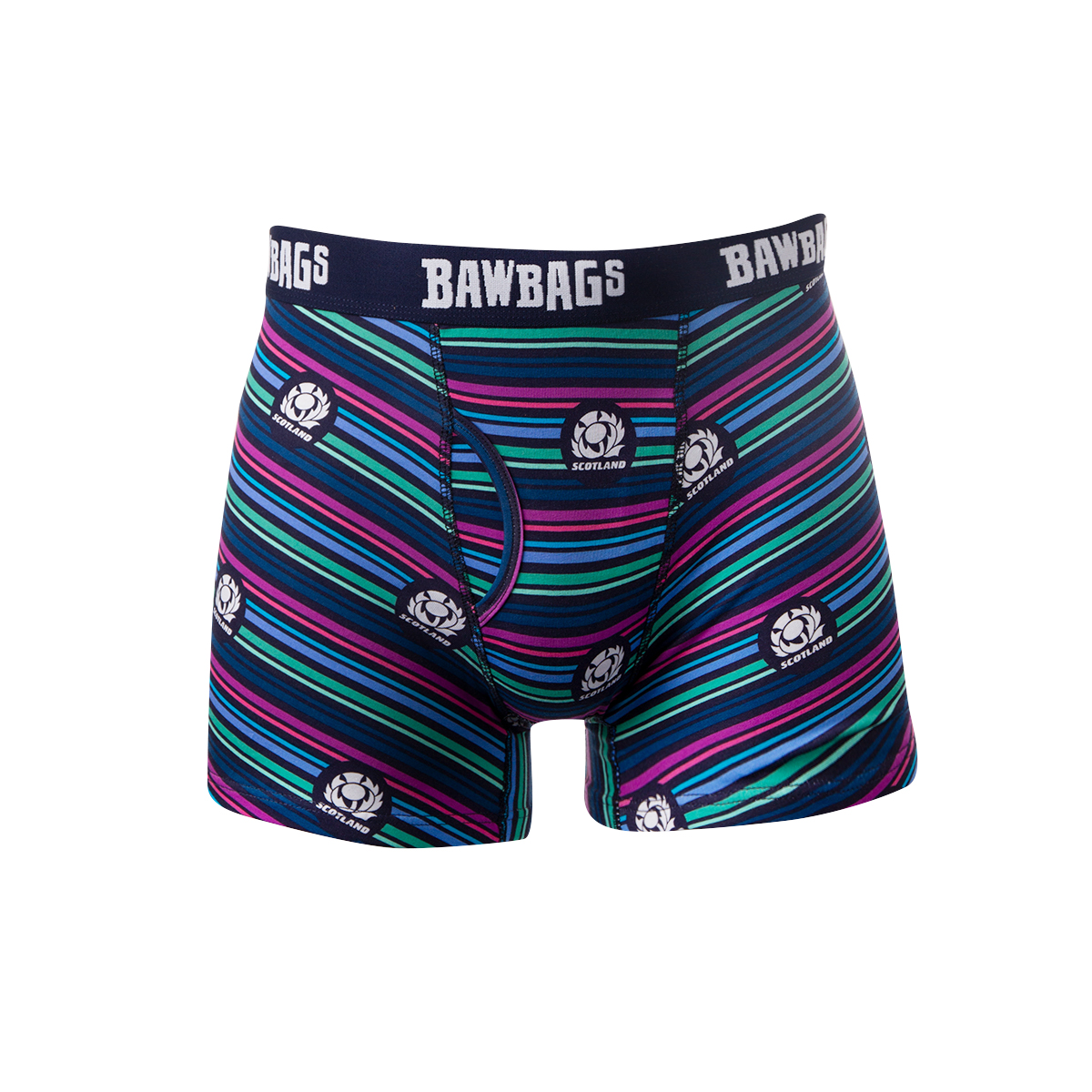 Bawbags Scotland Mens Striped Underwear - Navy - Front Bawbags Scotland Mens Striped Underwear - Navy - Front