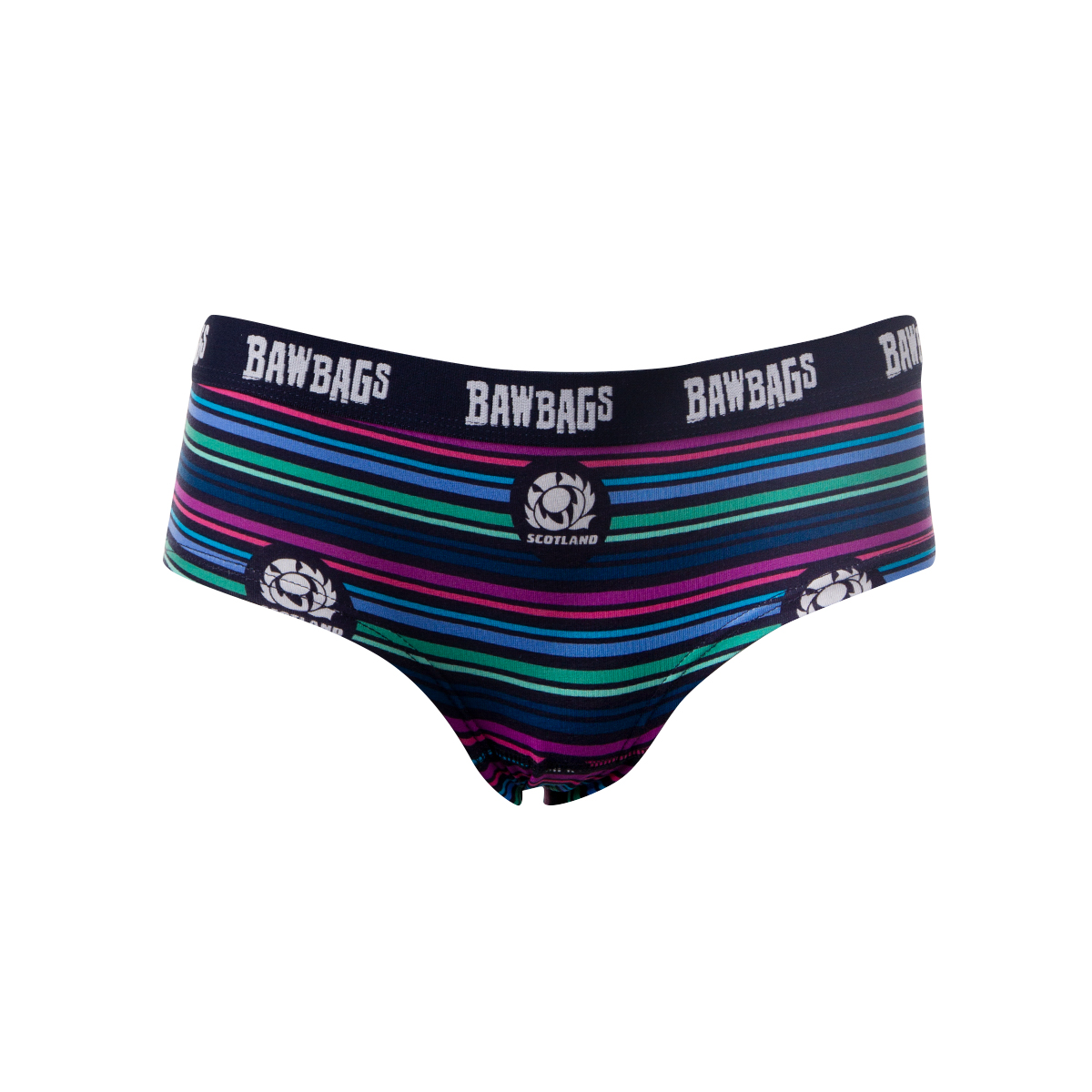 Bawbags Scotland Womens Striped Underwear - Navy - Front Bawbags Scotland Womens Striped Underwear - Navy - Front