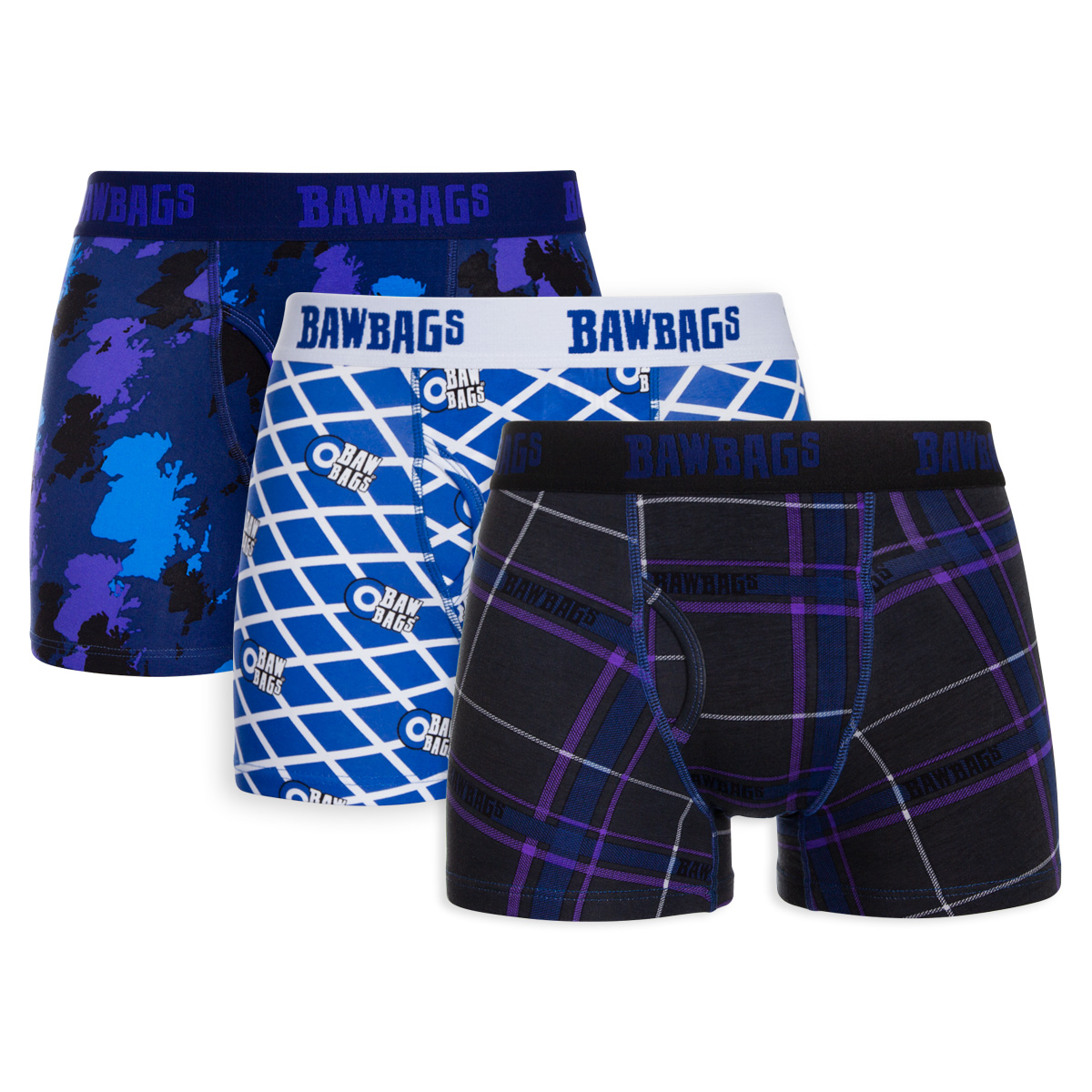 Bawbags Scottish Mens 3 Pack Boxer Shorts - Navy - Scotland Trip Bawbags Scottish Mens 3 Pack Boxer Shorts - Navy - Scotland Trip