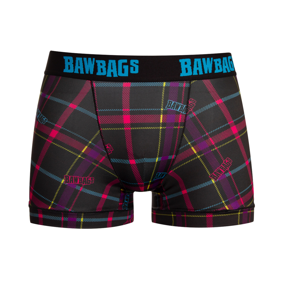 Bawbags Techno Tartan Mens Cool de Sacs Boxer Shorts - Black - F Bawbags Techno Tartan Mens Cool de Sacs Boxer Shorts - Black - F