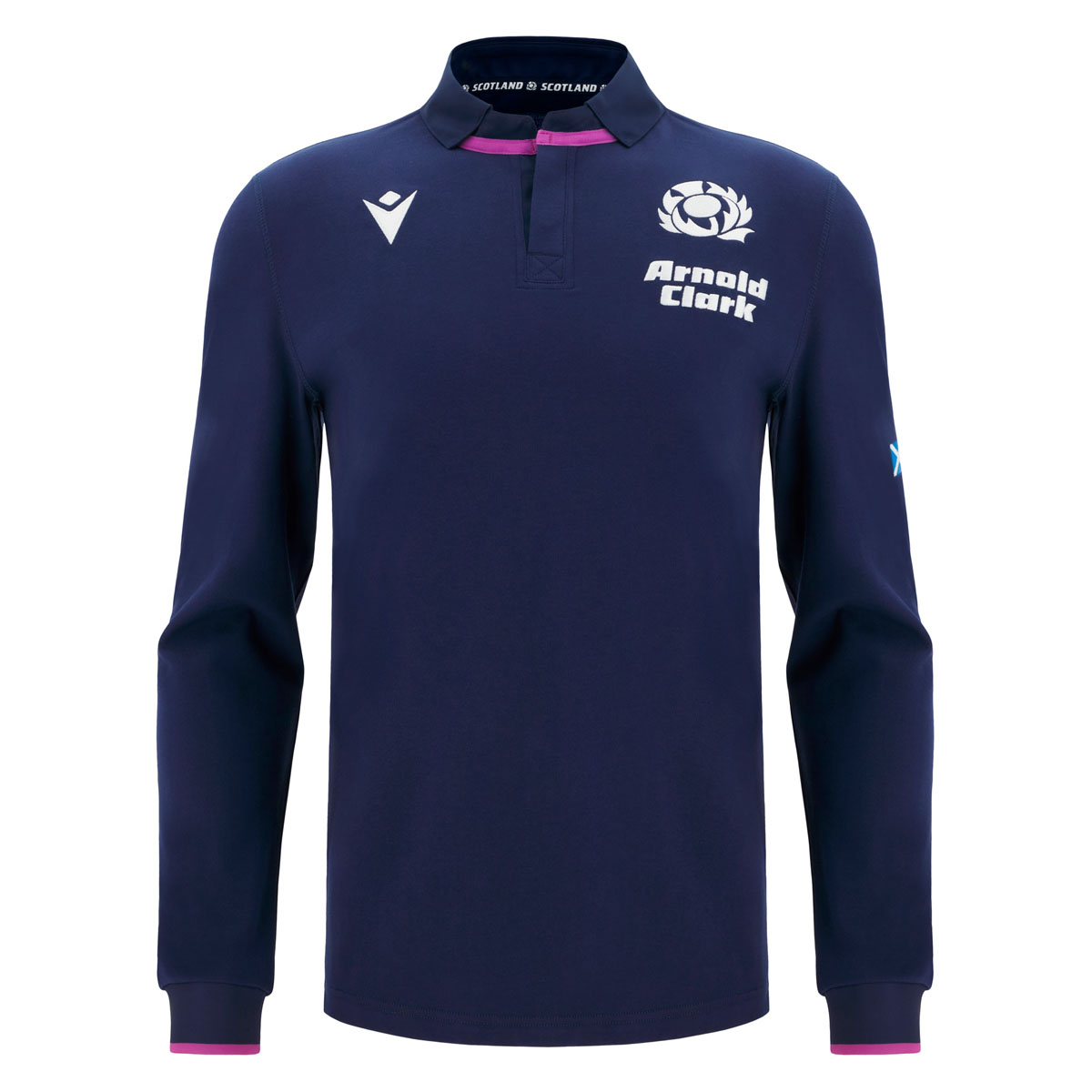 Scotland Mens Home Cotton Rugby Shirt 25/26 Long Sleeve Navy - Front Scotland Mens Home Cotton Rugby Shirt 25/26 Long Sleeve Navy - Front