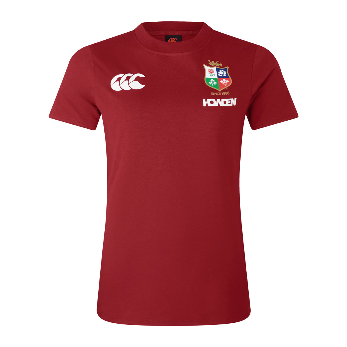 British and Irish Lions Womens Cotton T-Shirt Red - Front British and Irish Lions Womens Cotton T-Shirt Red - Front
