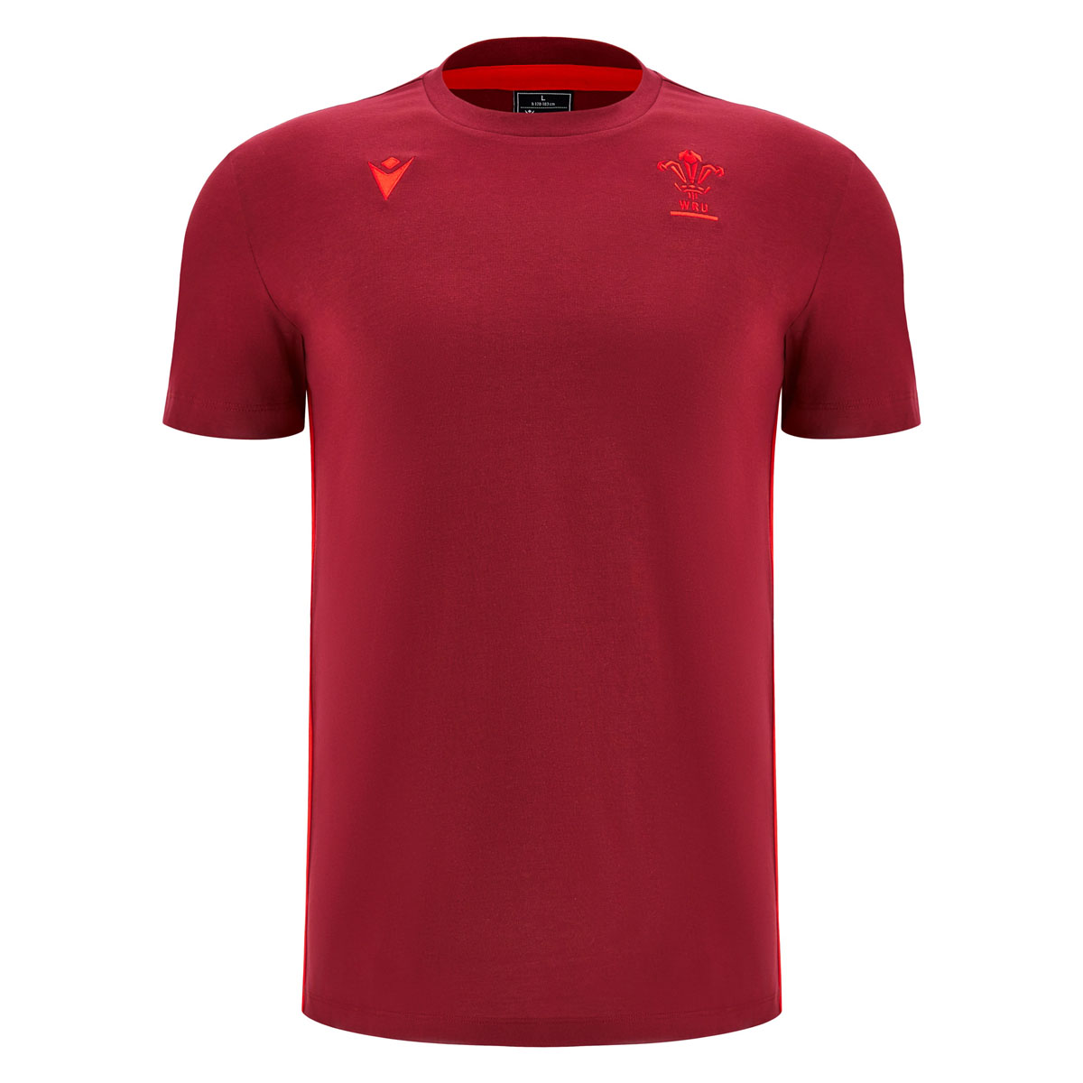Wales Mens Travel Cotton T-Shirt 25/26 Dark Red - Front
