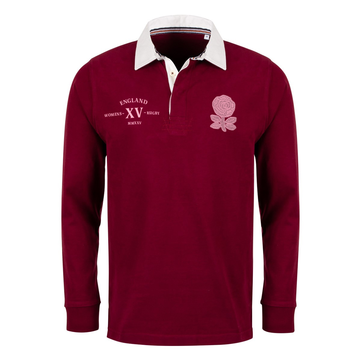 Womens World Cup England Adults Classic Heavyweight Rugby Shirt Burgundy - Front Womens World Cup England Adults Classic Heavyweight Rugby Shirt Burgundy - Front