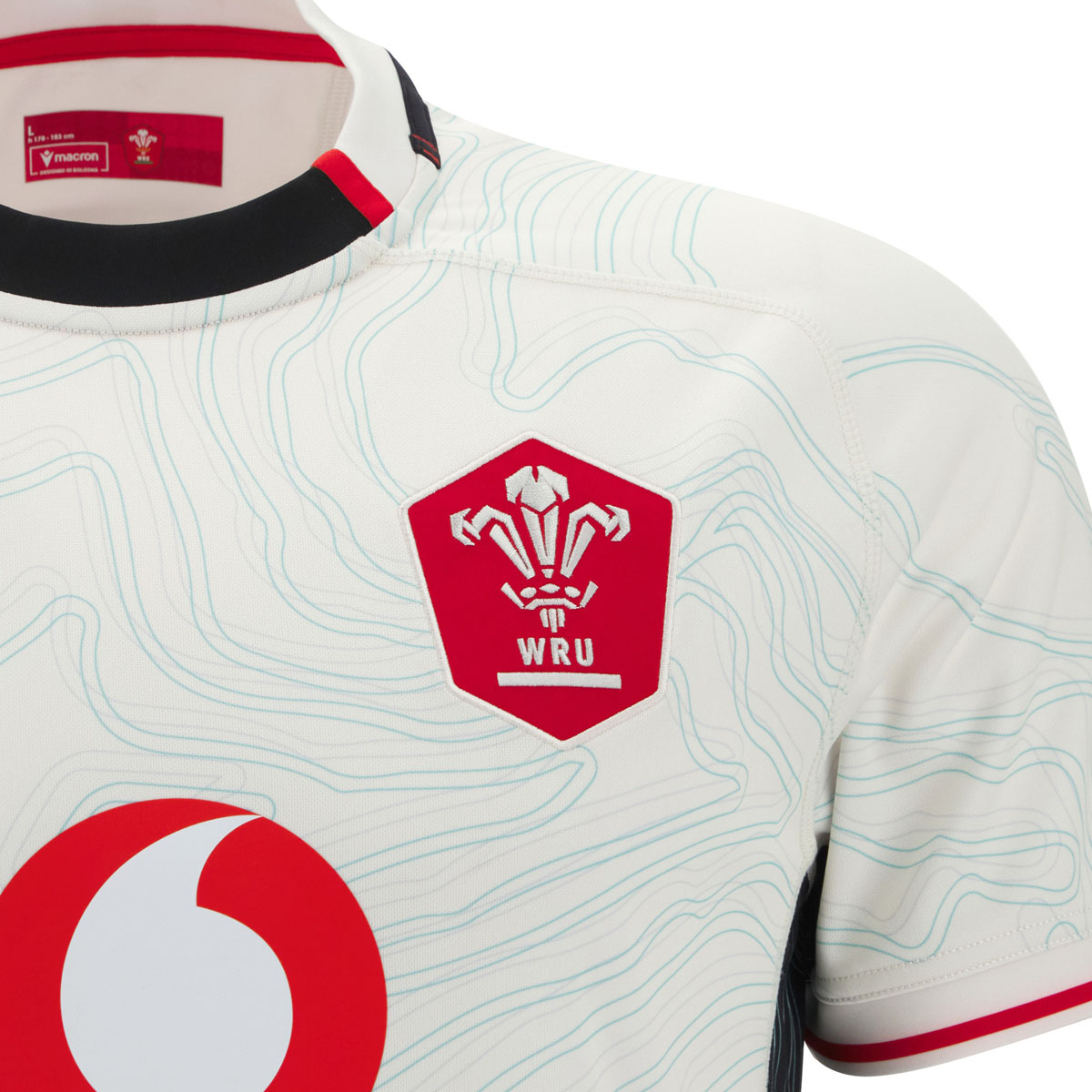 Wales Mens Away Rugby Shirt 25/26 White - Front Close-up Wales Mens Away Rugby Shirt 25/26 White - Front Close-up