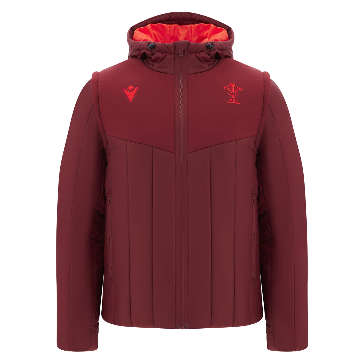 Wales Mens Travel Padded Bomber Jacket 25/26 Dark Red - Front