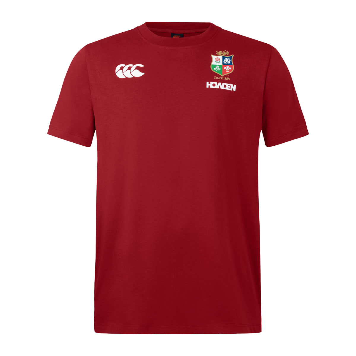 British and Irish Lions Mens Cotton T-Shirt Red - Front British and Irish Lions Mens Cotton T-Shirt Red - Front