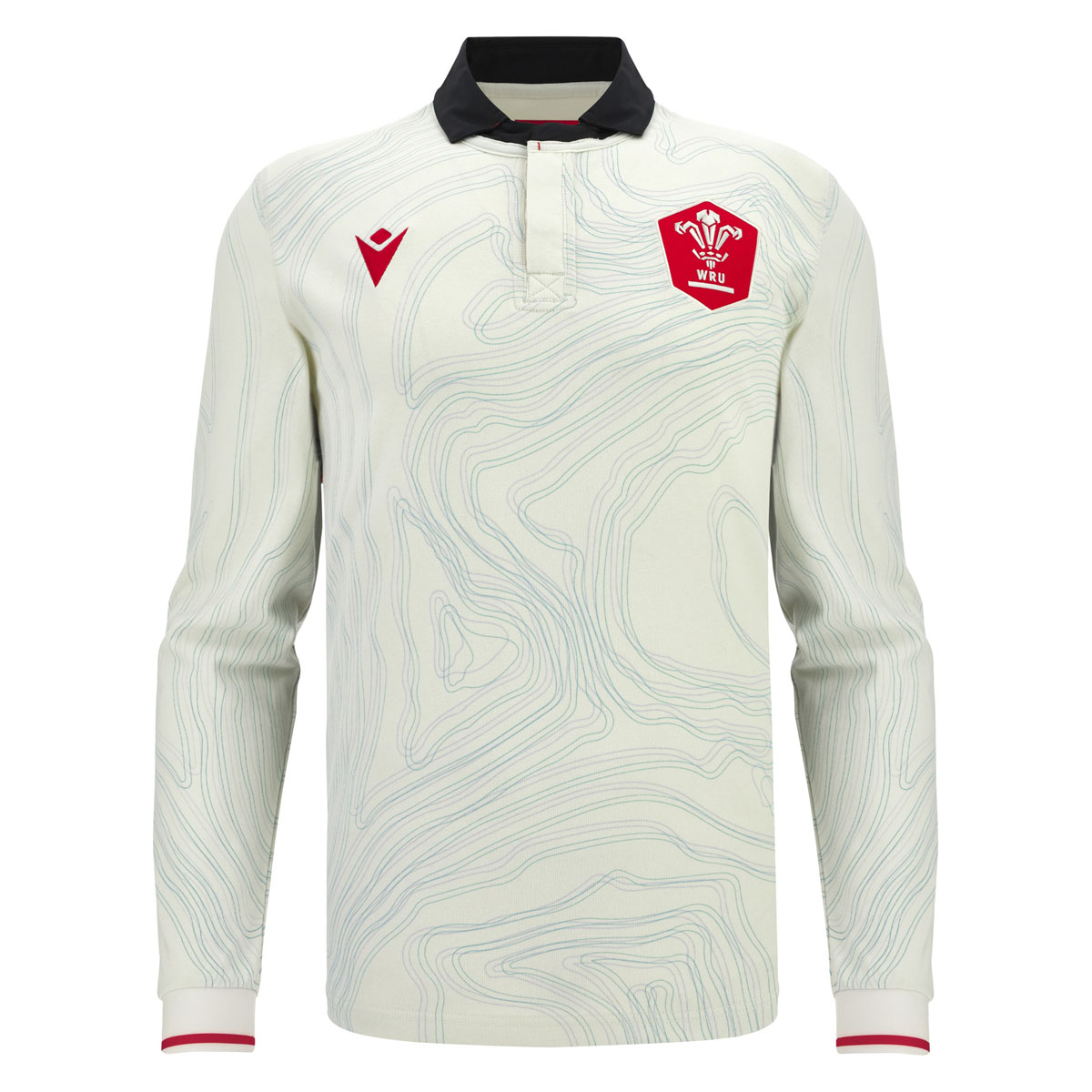 Wales Mens Away Cotton Rugby Shirt 25/26 Long Sleeve White - Front