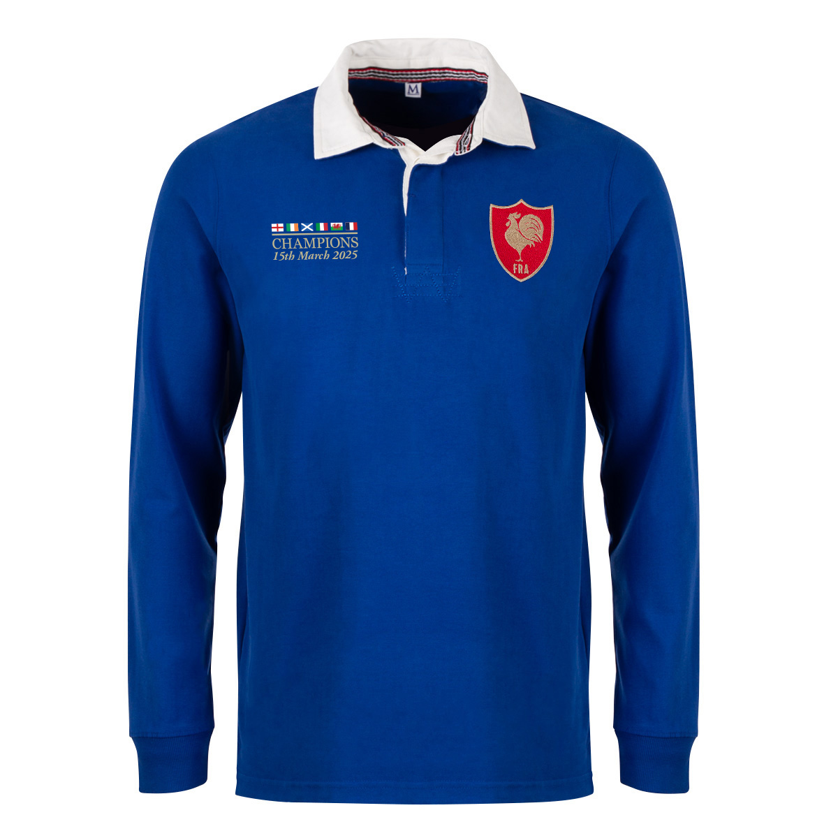 France Mens Champions 2025 Heavyweight Rugby Shirt Royal - Front France Mens Champions 2025 Heavyweight Rugby Shirt Royal - Front