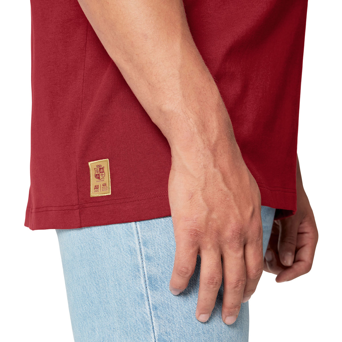 British and Irish Lions Mens Cotton T-Shirt Red - Model Hem