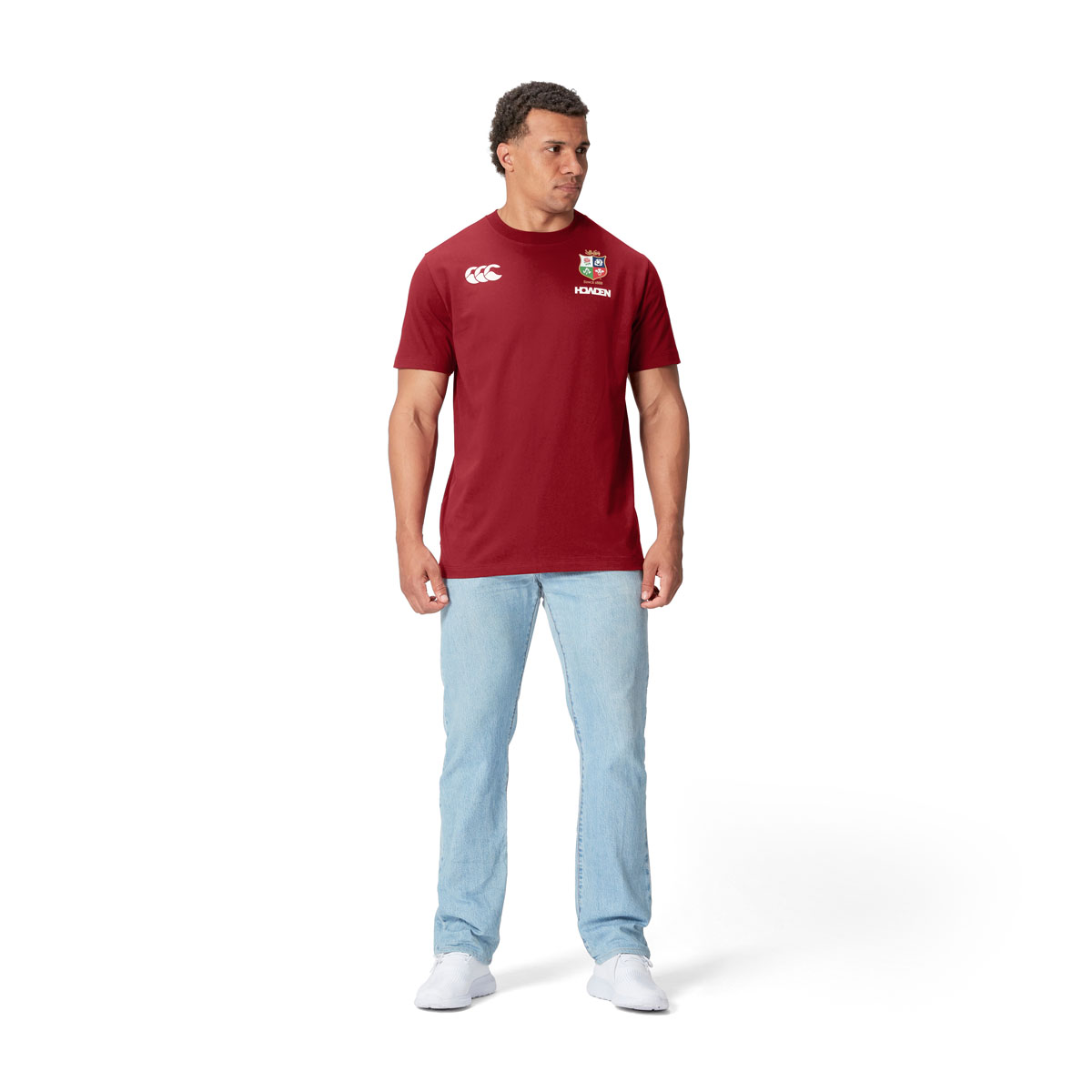 British and Irish Lions Mens Cotton T-Shirt Red - Model