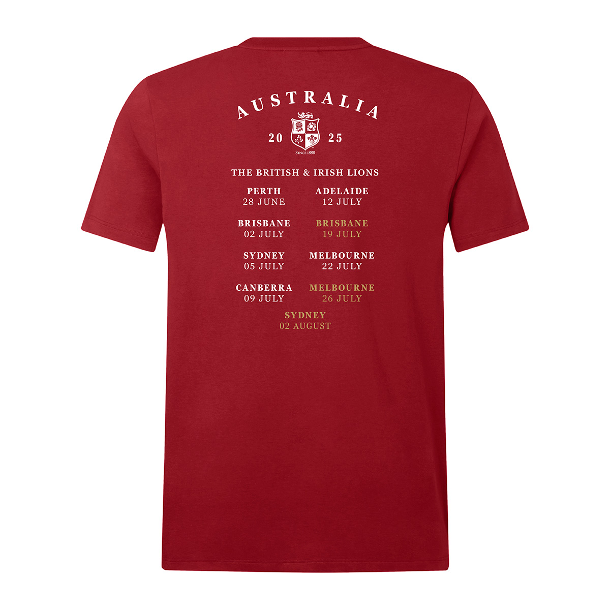 Limited Edition British and Irish Lions Mens Cotton T-Shirt Red - Back