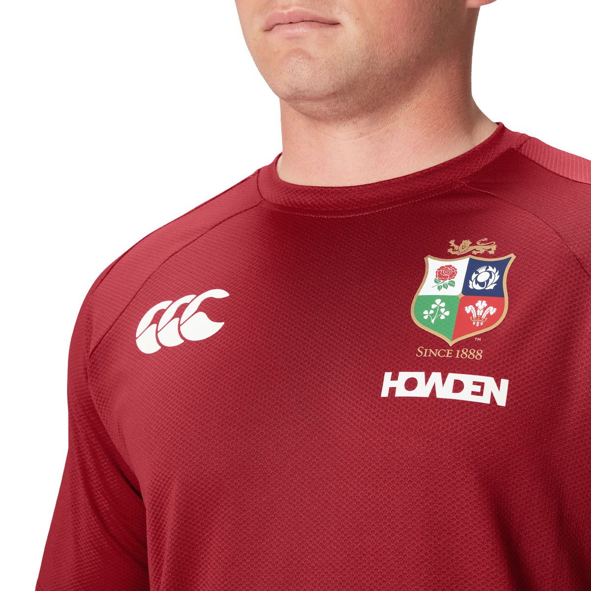 British and Irish Lions Mens Everest T-Shirt Red - Model Front Close-up