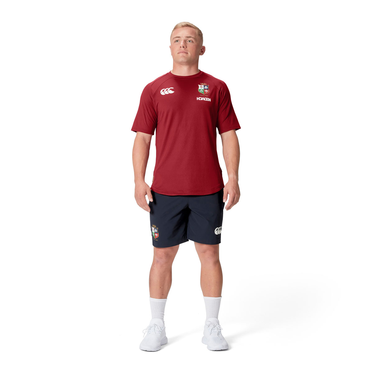 British and Irish Lions Mens Everest T-Shirt Red - Model Front Wide