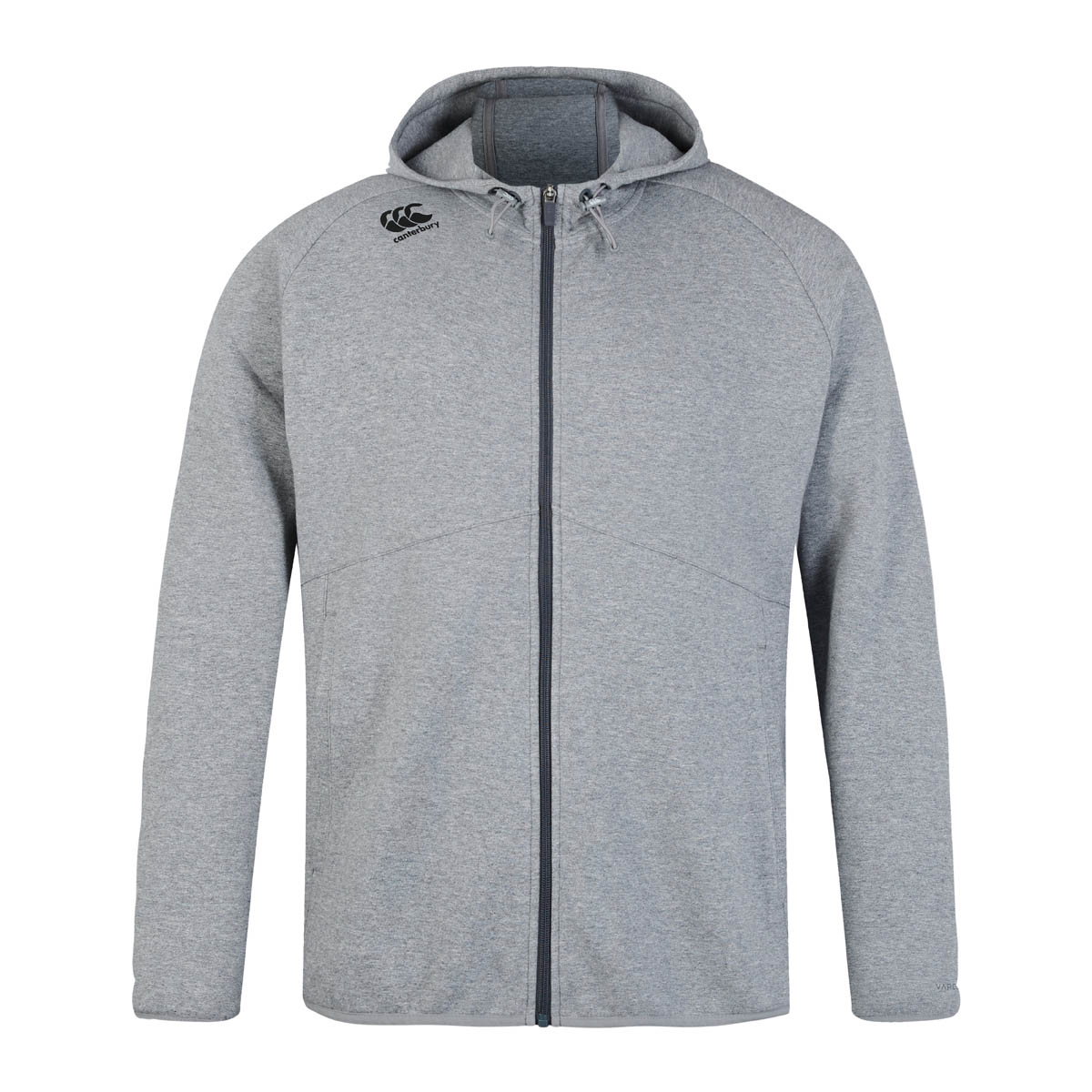 Canterbury Mens Vapodri Full Zip Tempo Hoodie Static Marl - Front Canterbury Mens Vapodri Full Zip Tempo Hoodie Static Marl - Front