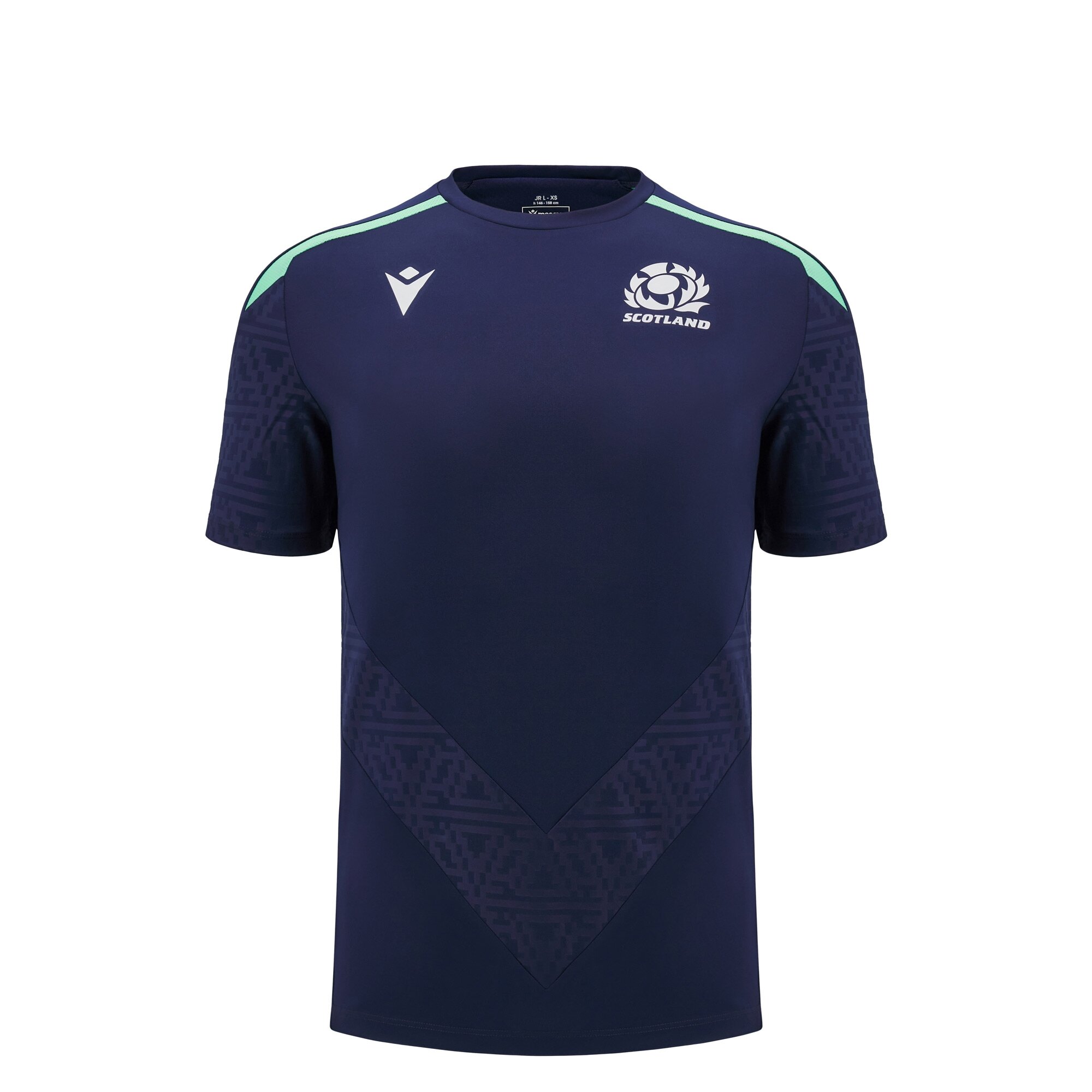 Scotland Junior Poly Shirt - Navy - Short Sleeve - 2025 - Front Scotland Junior Poly Shirt - Navy - Short Sleeve - 2025 - Front