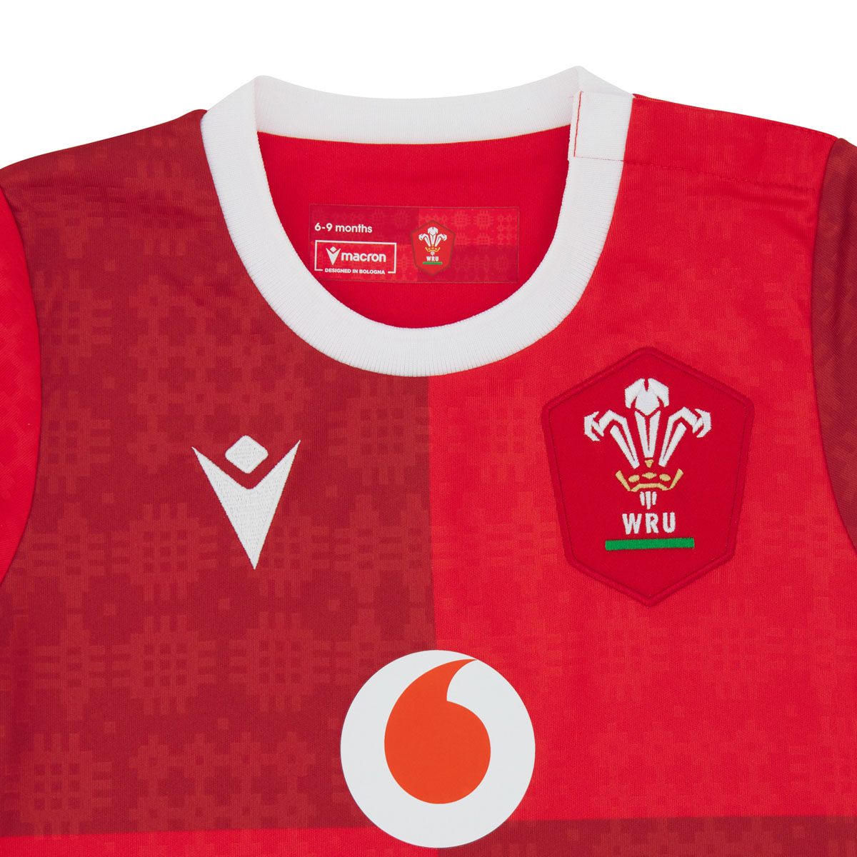 Wales Babies Home Rugby Kit 25/26 Red - Front Close-up Wales Babies Home Rugby Kit 25/26 Red - Front Close-up
