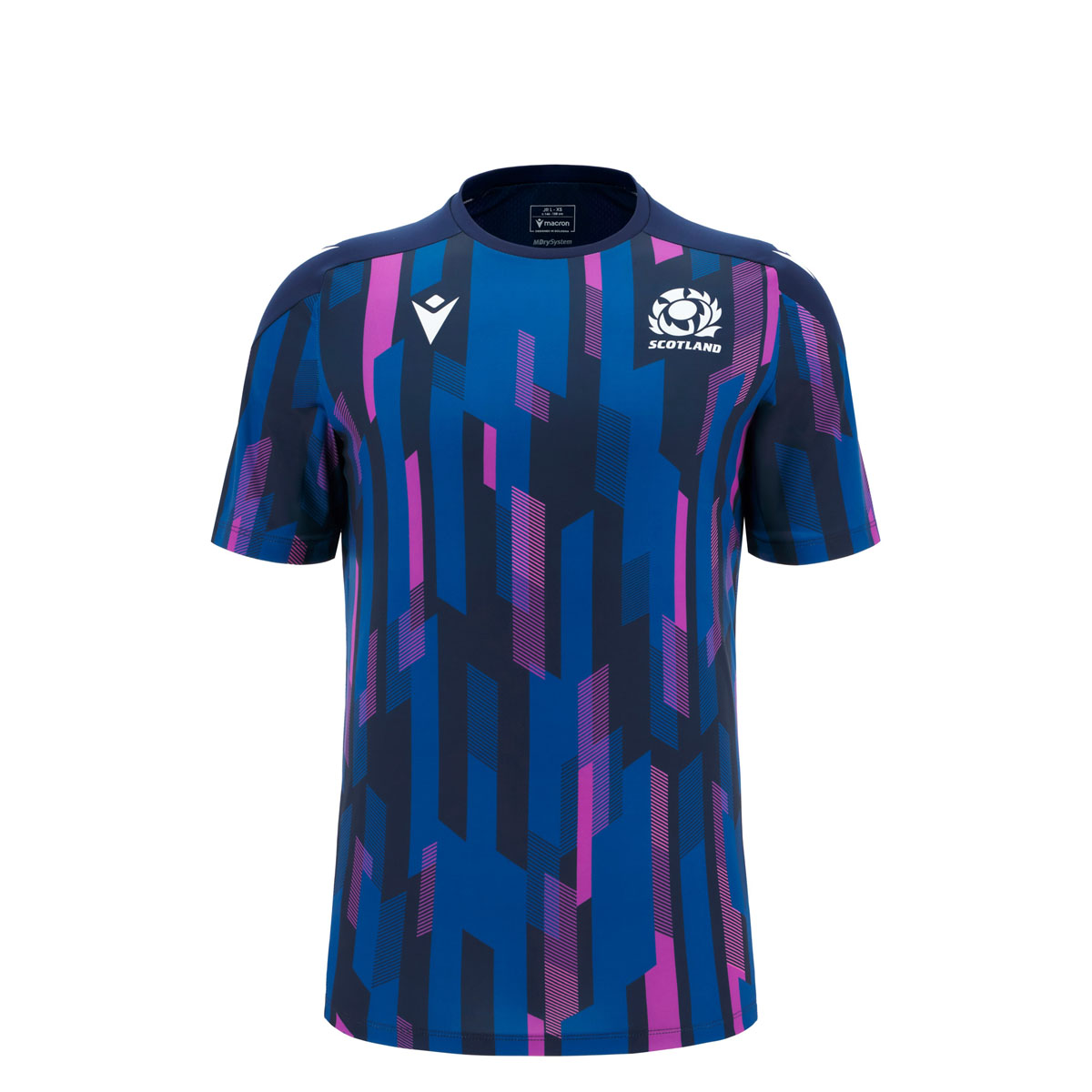 Scotland Junior Warm Up Rugby Shirt 25/26 Navy - Front Scotland Junior Warm Up Rugby Shirt 25/26 Navy - Front