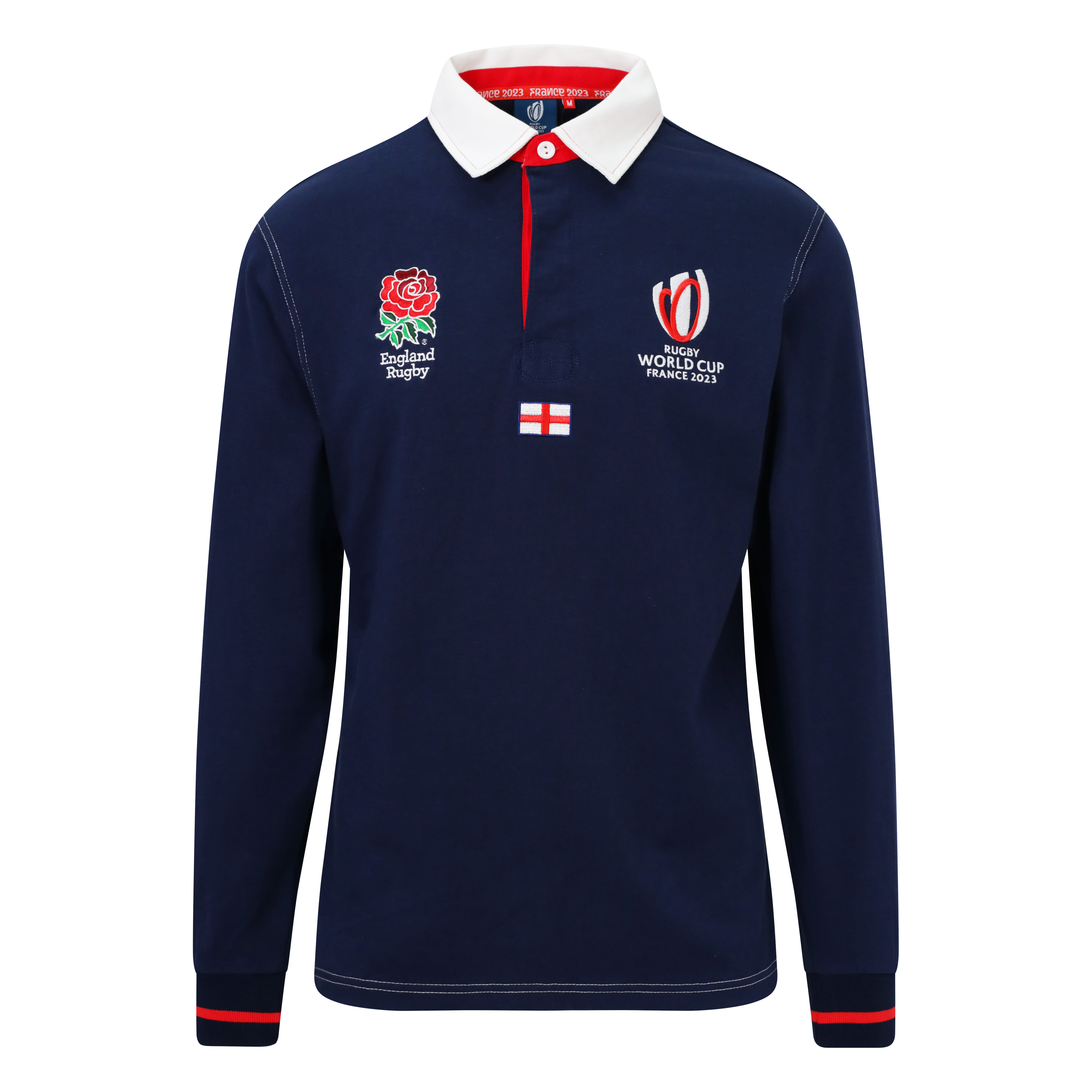 England X Rugby World Cup 2023 Mens Rugby Shirt Long Sleeve - Front England X Rugby World Cup 2023 Mens Rugby Shirt Long Sleeve - Front