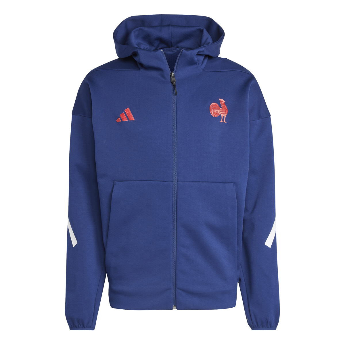 France adidas Mens Full Zip Travel Hoody - Dark Blue 2024 - Front France adidas Mens Full Zip Travel Hoody - Dark Blue 2024 - Front
