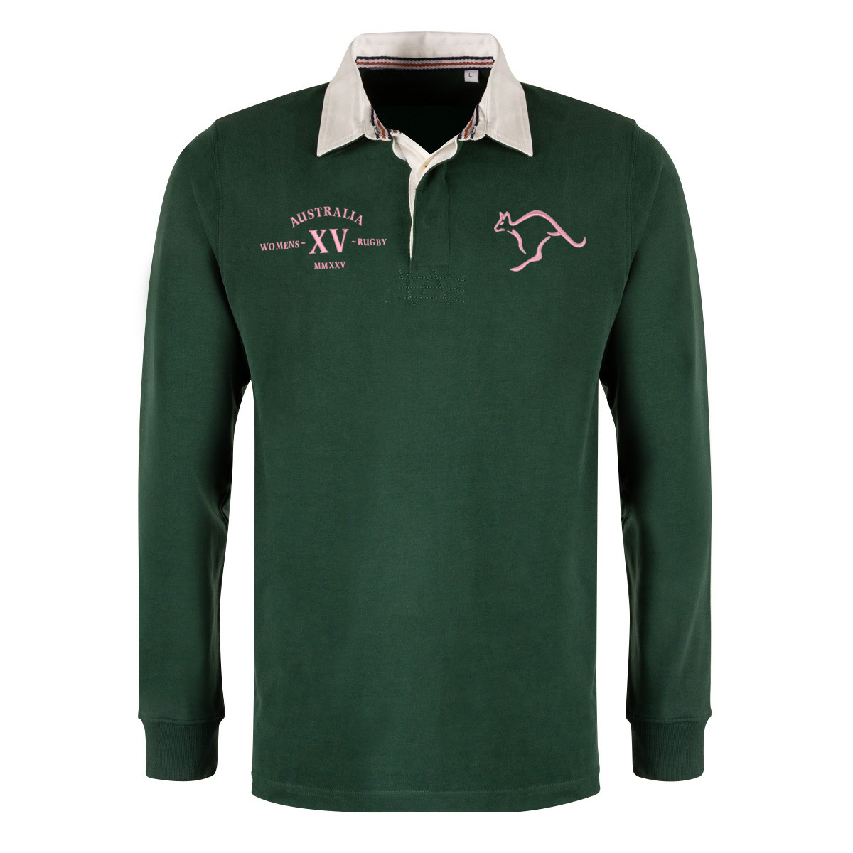 Womens World Cup Australia Adults Classic Heavyweight Rugby Shirt Bottle Green - Front Womens World Cup Australia Adults Classic Heavyweight Rugby Shirt Bottle Green - Front