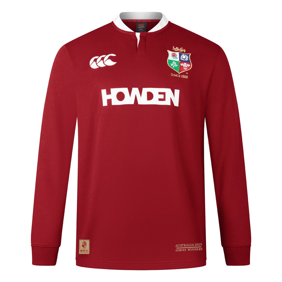British and Irish Lions Adults Winners Long Sleeve Classic Rugby Shirt Red - Front British and Irish Lions Adults Winners Long Sleeve Classic Rugby Shirt Red - Front