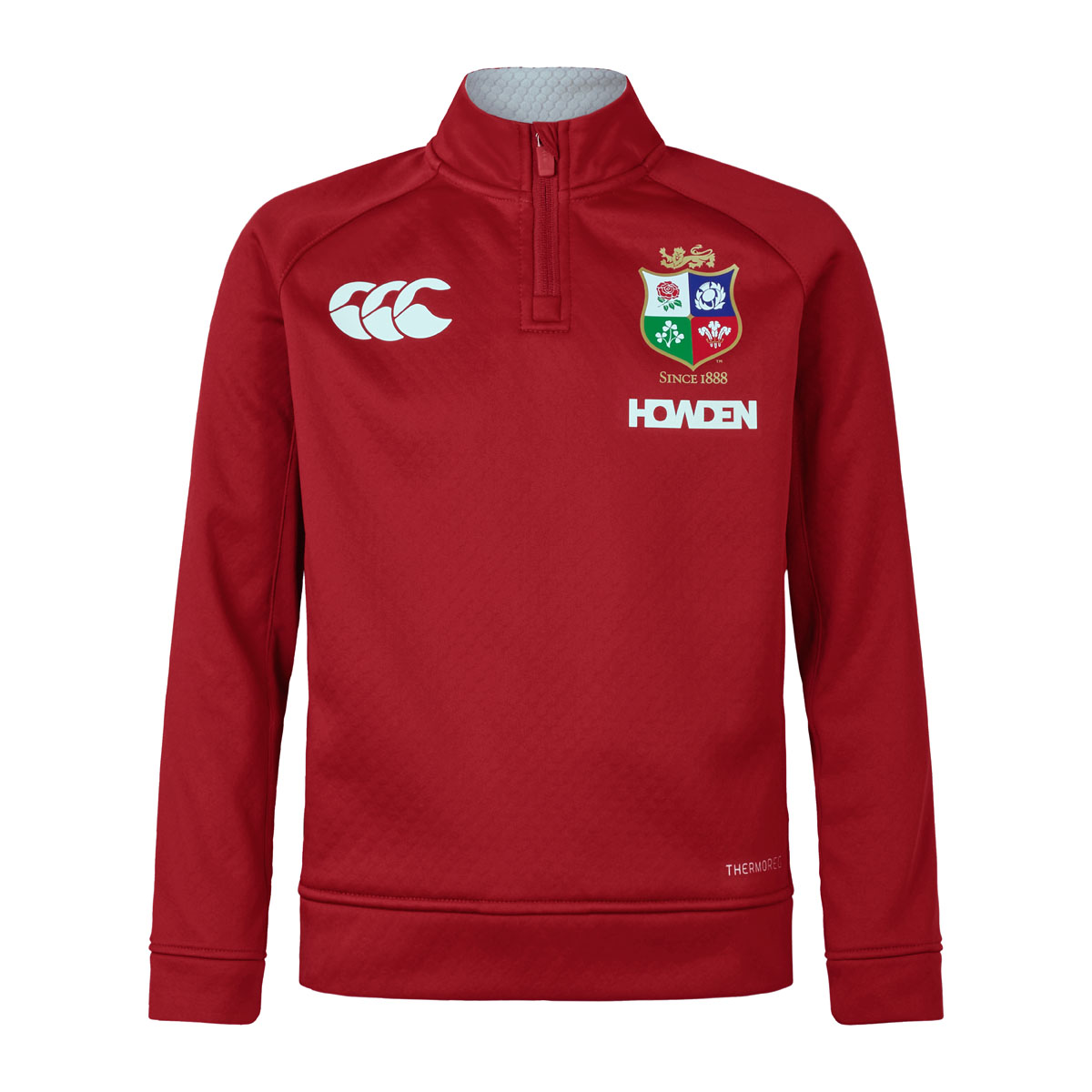 British and Irish Lions Junior 1/4 Zip Fleece Red - Front British and Irish Lions Junior 1/4 Zip Fleece Red - Front