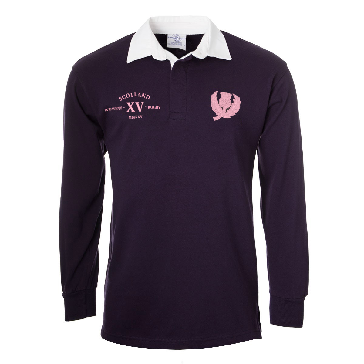 Womens World Cup Scotland Adults Classic Rugby Shirt Navy - Front Womens World Cup Scotland Adults Classic Rugby Shirt Navy - Front