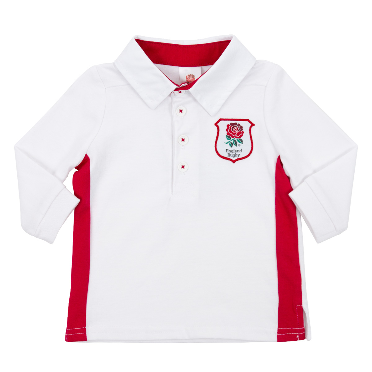 Babies England Classic Rugby Shirt White L/S - Front Babies England Classic Rugby Shirt White L/S - Front