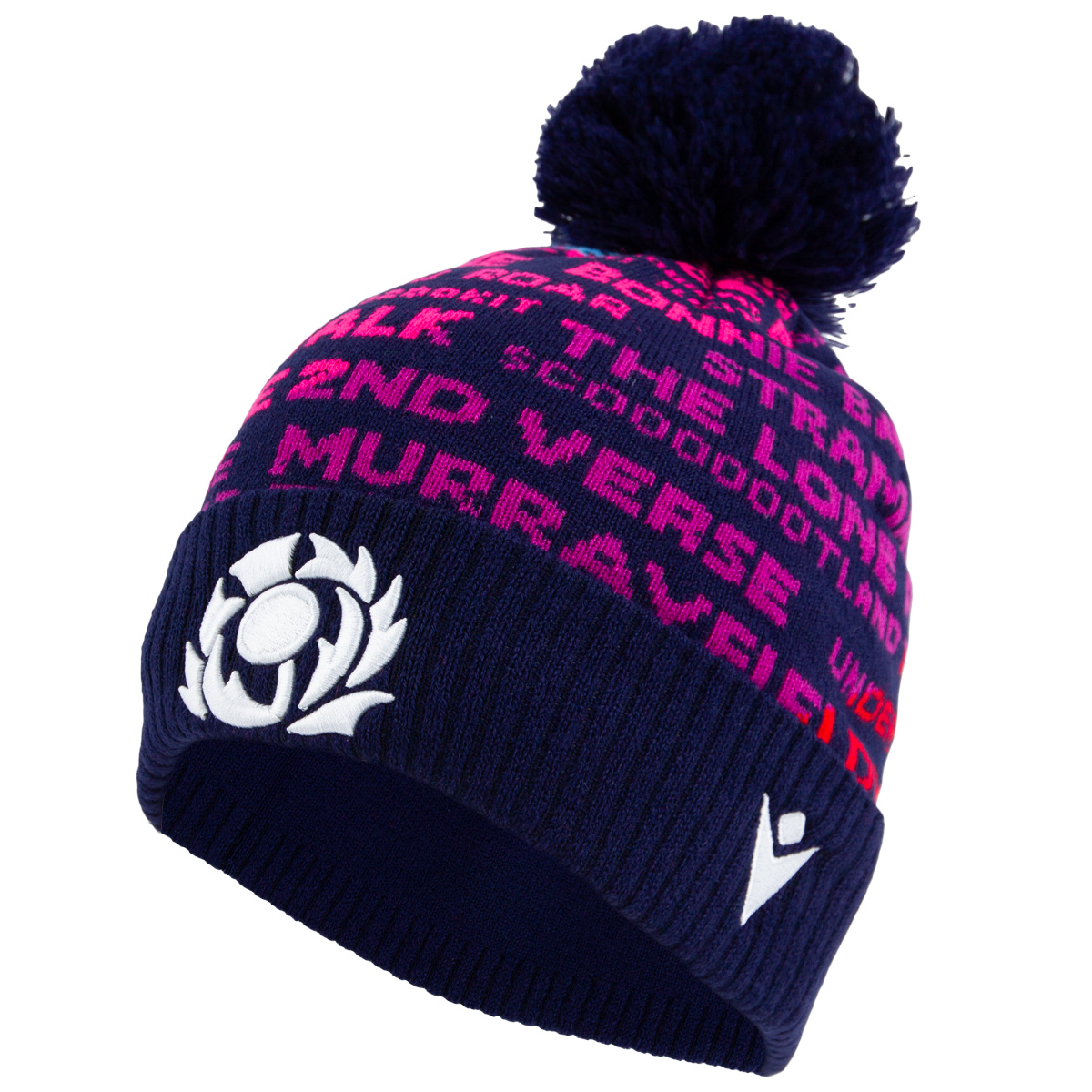 Scotland Kids Pom Pom Beanie 25/26 Navy - Front Scotland Kids Pom Pom Beanie 25/26 Navy - Front