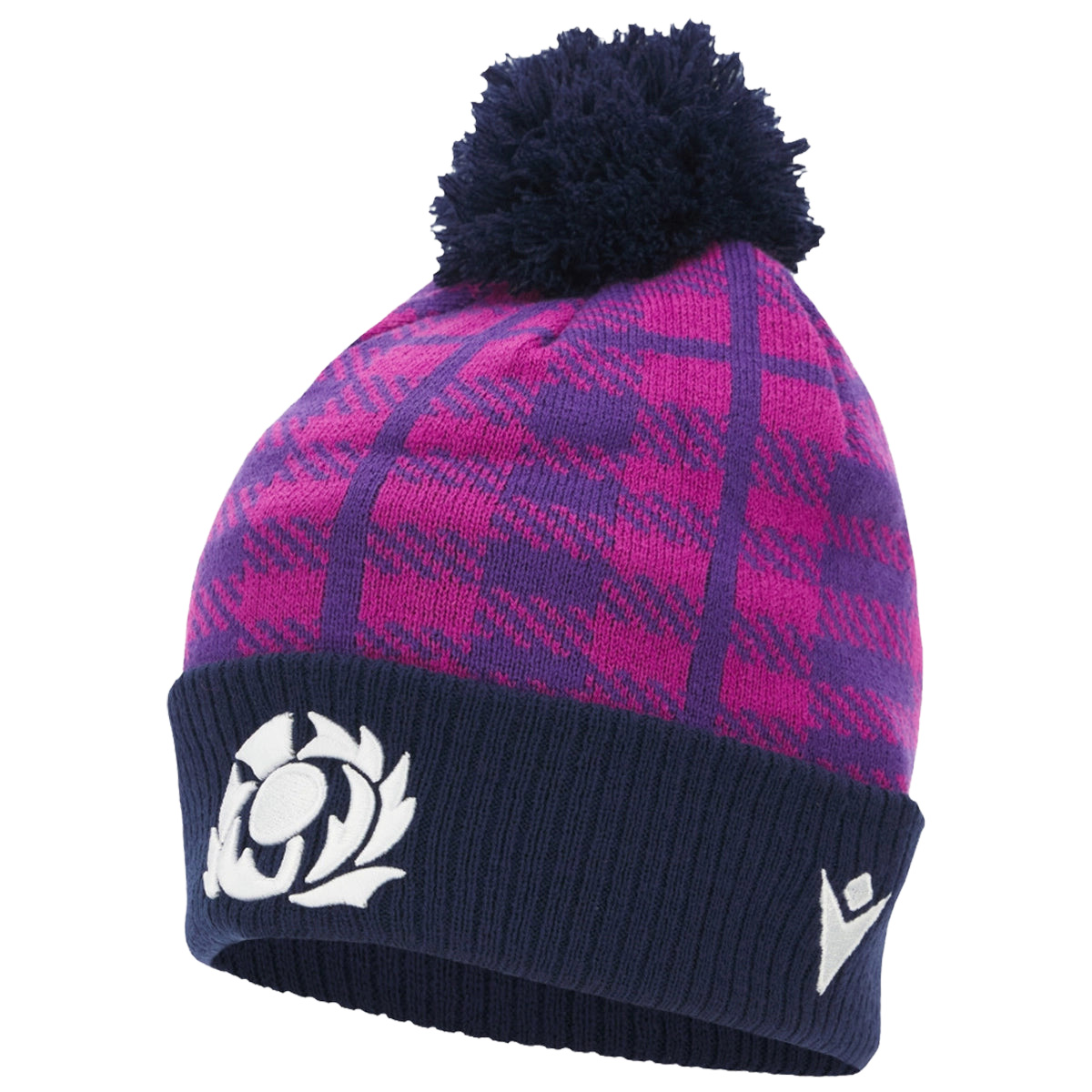 Scotland Adults Pom Pom Beanie 25/26 Navy - Front Scotland Adults Pom Pom Beanie 25/26 Navy - Front