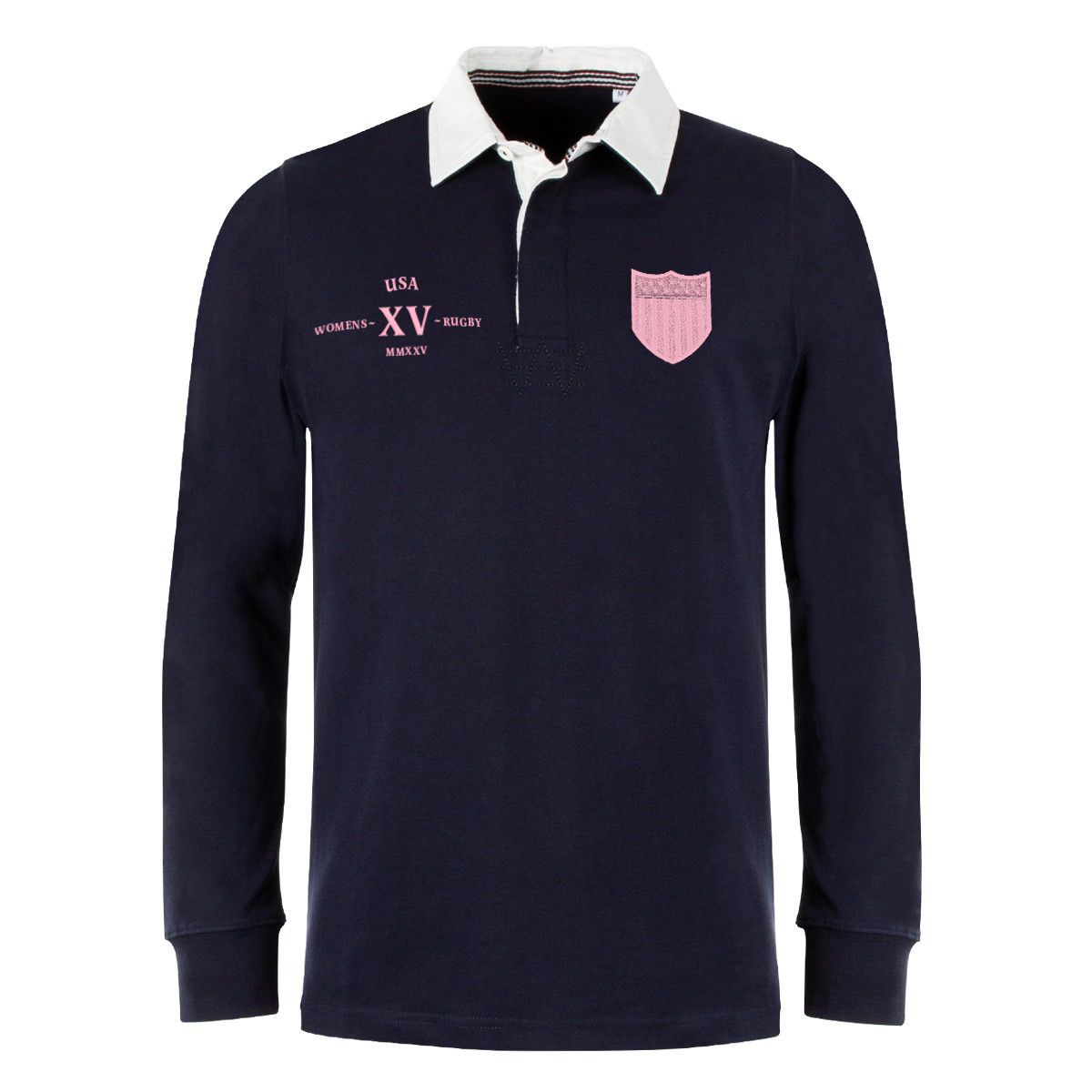 Womens World Cup USA Adults Classic Heavyweight Rugby Shirt Navy - Front Womens World Cup USA Adults Classic Heavyweight Rugby Shirt Navy - Front