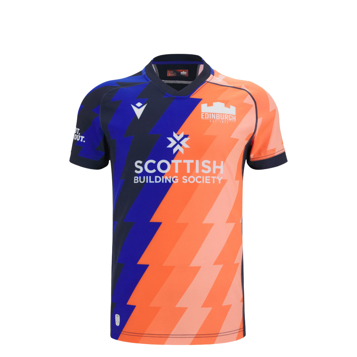 Edinburgh Kids Training Rugby Shirt 25/26 Blue/Orange - Front View