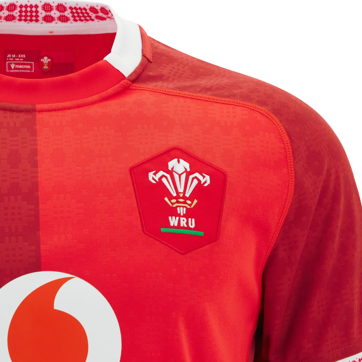 Wales Junior Home Rugby Shirt 25/26 Red - WRU Embroidered Badge Wales Junior Home Rugby Shirt 25/26 Red - WRU Embroidered Badge