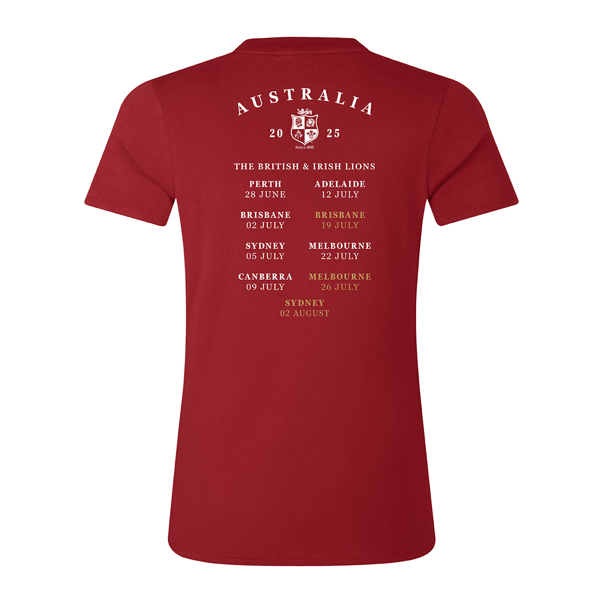 Limited Edition British and Irish Lions Womens Cotton T-Shirt Red - Back Limited Edition British and Irish Lions Womens Cotton T-Shirt Red - Back