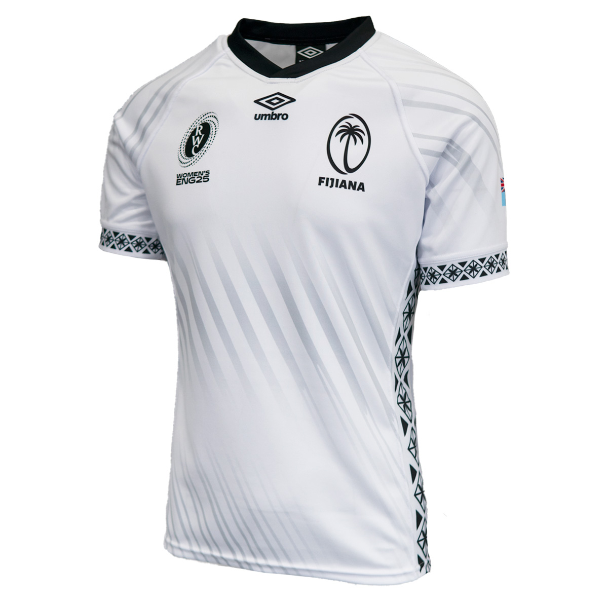 Fiji Mens WRWC 2025 Home Rugby Shirt White - Front Fiji Mens WRWC 2025 Home Rugby Shirt White - Front