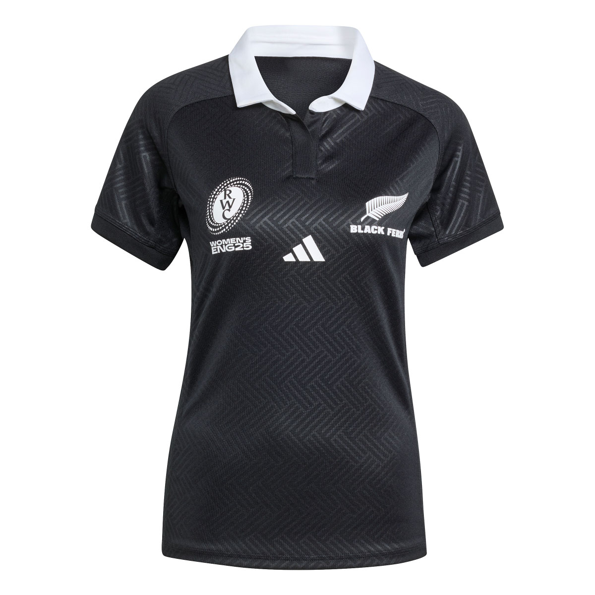 Black Ferns Womens Rugby World Cup Home Rugby Shirt 2025 - Front Black Ferns Womens Rugby World Cup Home Rugby Shirt 2025 - Front