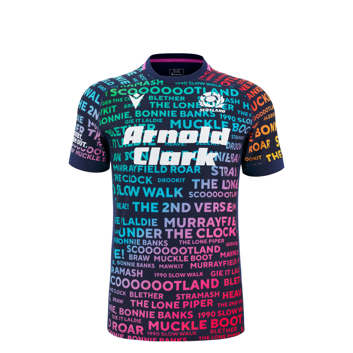 Scotland Junior Training Rugby Shirt 25/26 Rainbow - Front Scotland Junior Training Rugby Shirt 25/26 Rainbow - Front