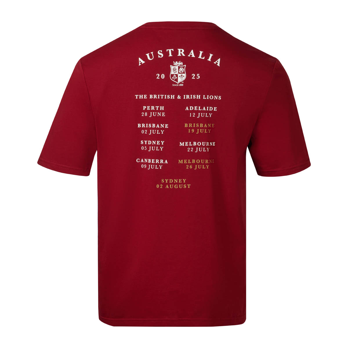 British & Irish Lions Mens Tour'25 T-Shirt Red - Back British & Irish Lions Mens Tour'25 T-Shirt Red - Back