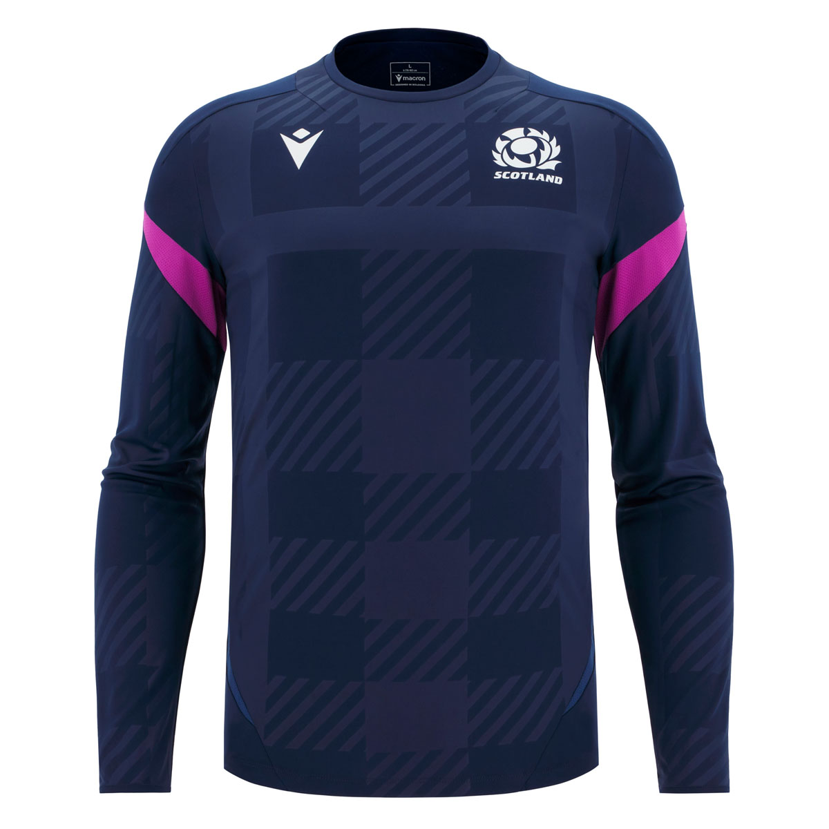 Scotland Mens Training Poly Shirt 25/26 Long Sleeve Navy - Front Scotland Mens Training Poly Shirt 25/26 Long Sleeve Navy - Front