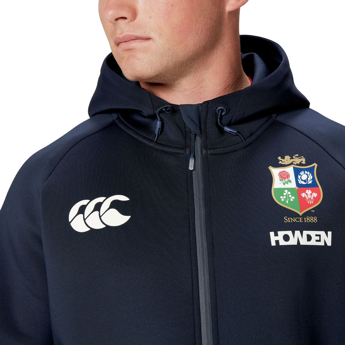 British and Irish Lions Mens Everest Hoody Navy - Model Close-up
