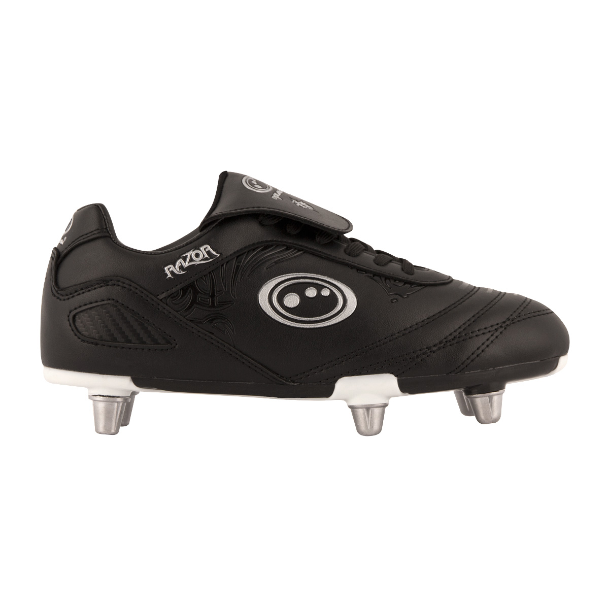 Optimum Kids Razor SG Rugby boots - Black and Silver - Outstep Optimum Kids Razor SG Rugby boots - Black and Silver - Outstep