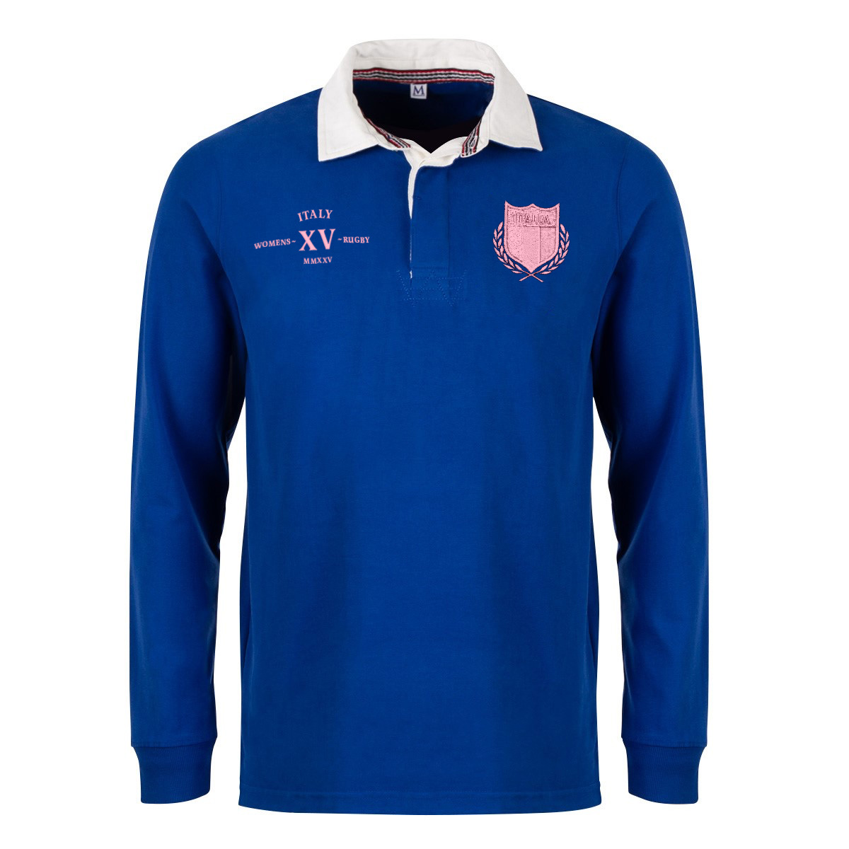 Womens World Cup Italy Adults Classic Heavyweight Rugby Shirt Royal - Front Womens World Cup Italy Adults Classic Heavyweight Rugby Shirt Royal - Front