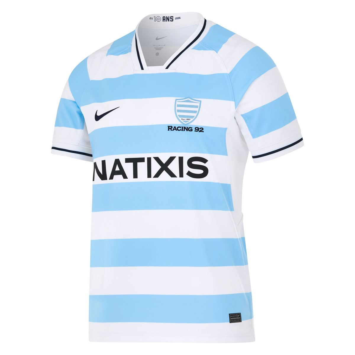 Racing 92 Mens Home Rugby Shirt 25/26 White - Front Racing 92 Mens Home Rugby Shirt 25/26 White - Front
