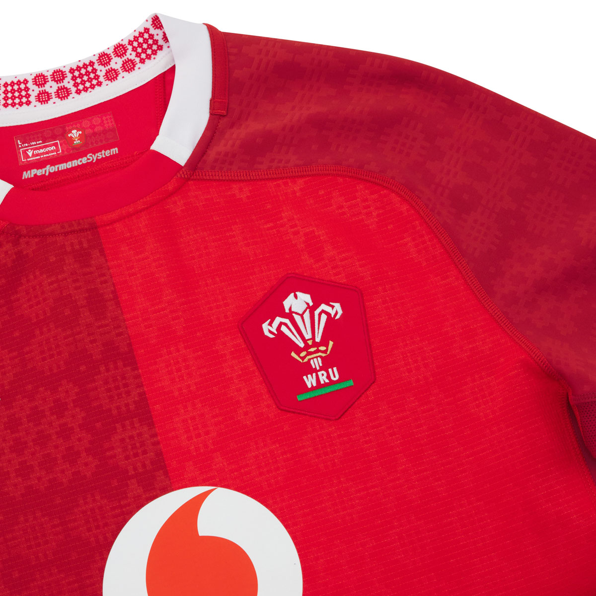 Wales Mens Home Rugby Shirt Slim Fit 25/26 Red - WRU Close-up