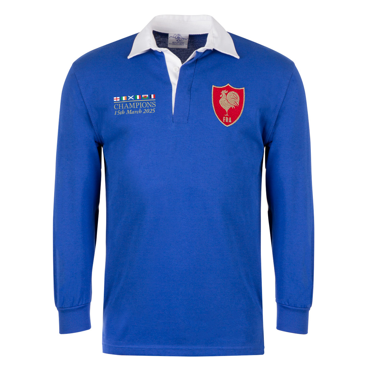 France Mens Champions 2025 Classic Rugby Shirt Long Sleeve Royal - Front France Mens Champions 2025 Classic Rugby Shirt Long Sleeve Royal - Front