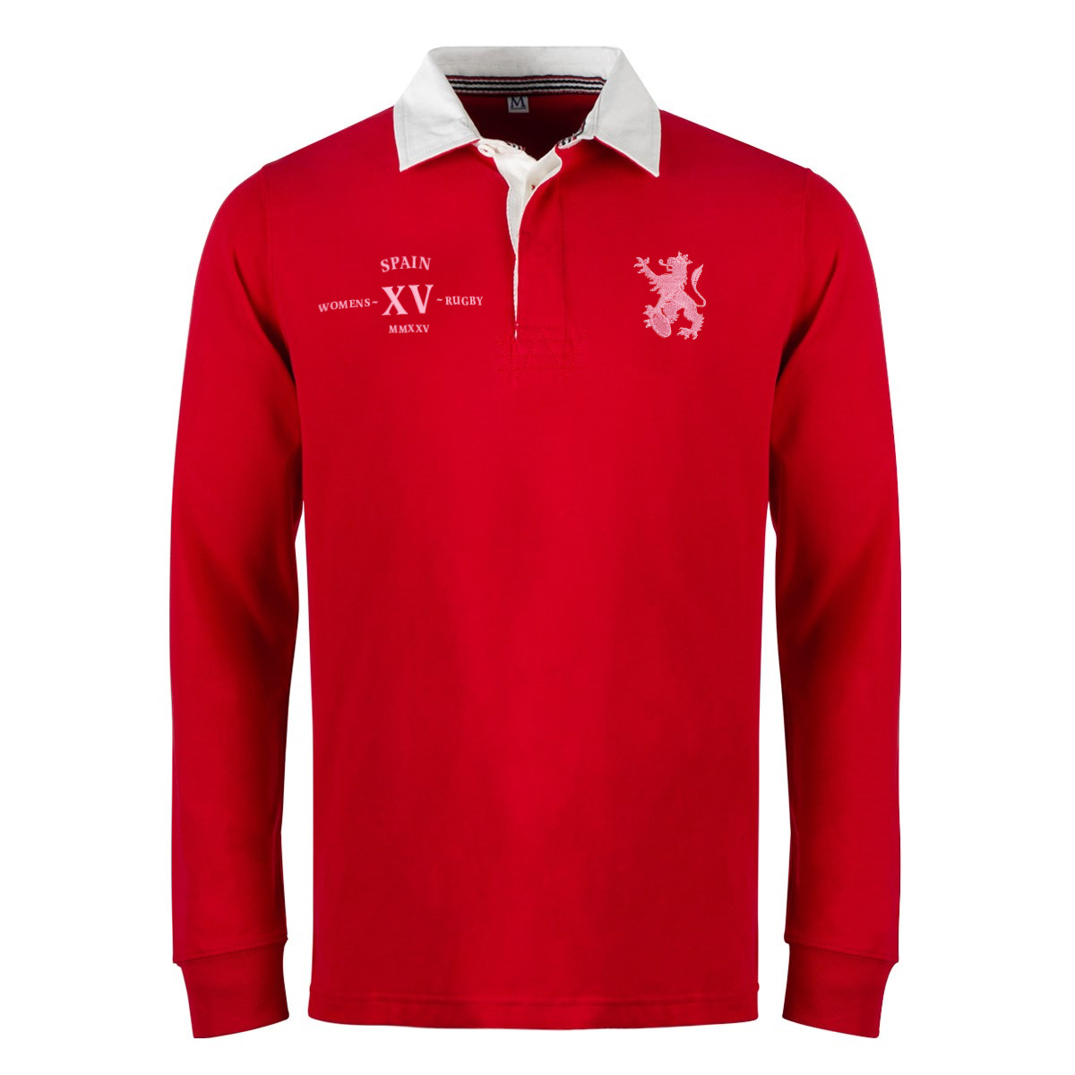 Womens World Cup Spain Adults Classic Heavyweight Rugby Shirt Red - Front Womens World Cup Spain Adults Classic Heavyweight Rugby Shirt Red - Front