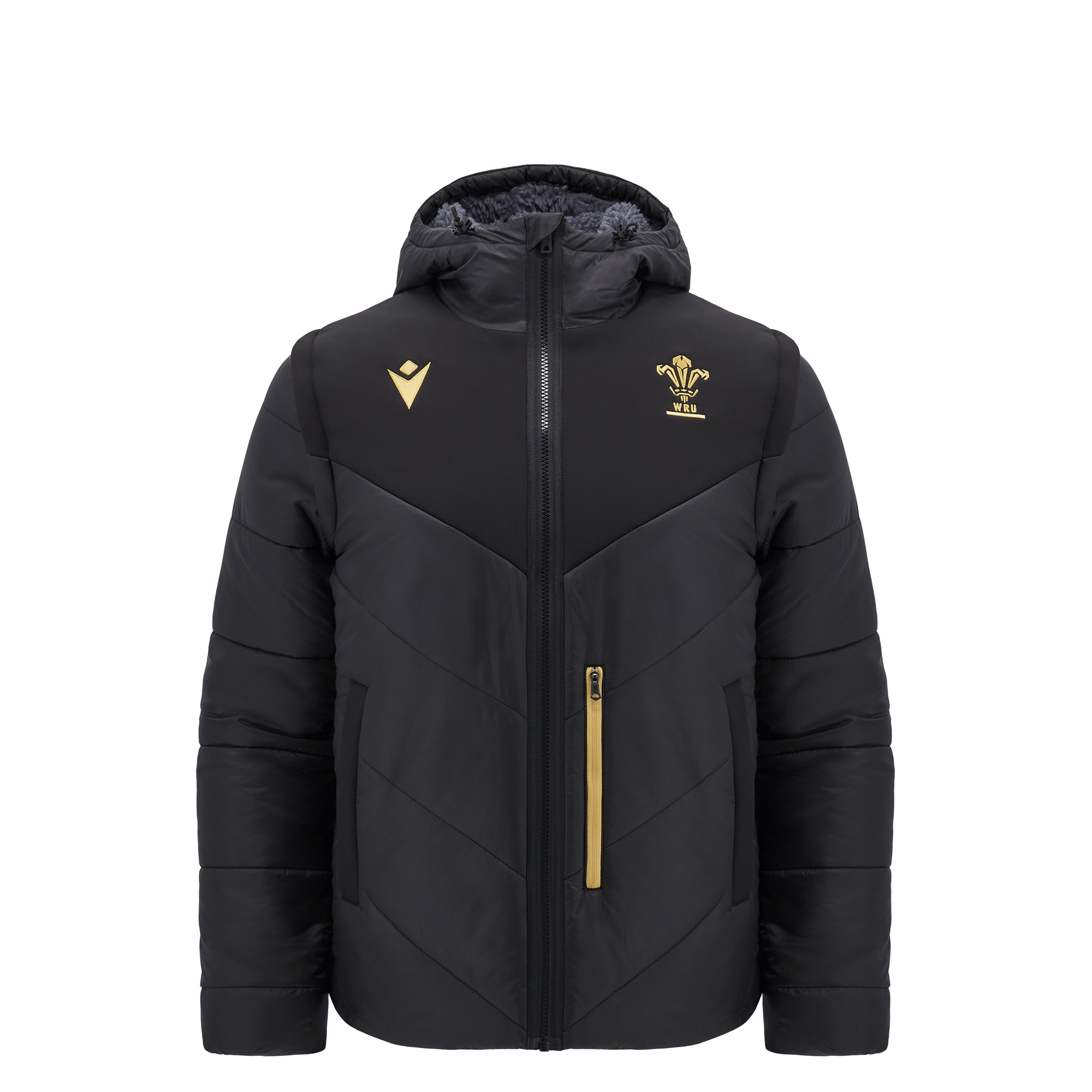 Wales Kids Padded Bomber Jacket - Black 2025 - Front