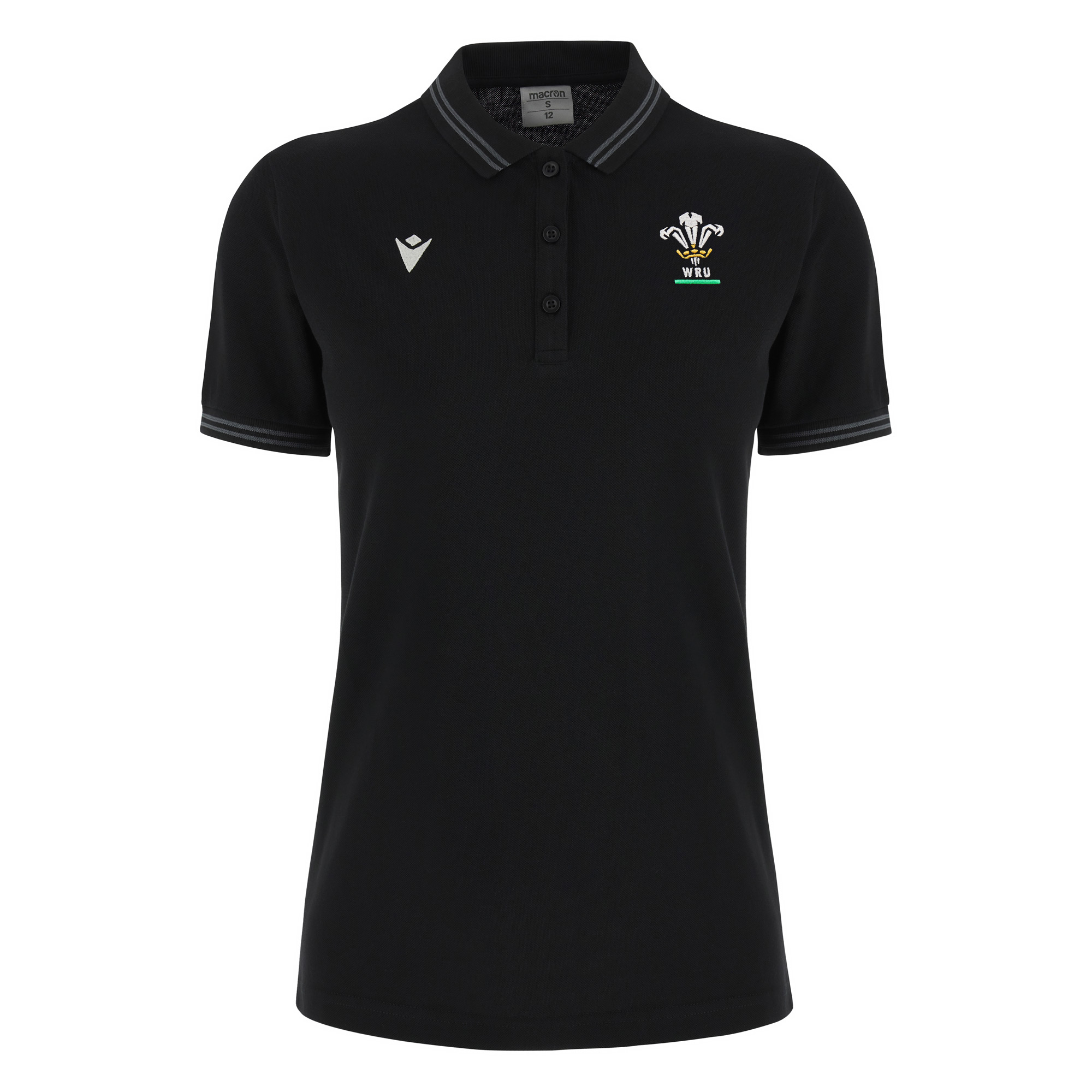 Wales Womens Travel Cotton Polo - Black 2025 - Front Wales Womens Travel Cotton Polo - Black 2025 - Front