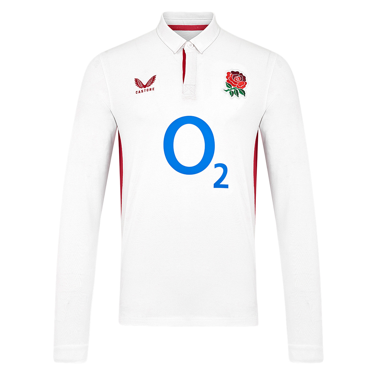 Red Roses Mens Home Classic Rugby Shirt 25/26 Long Sleeve White - Front Red Roses Mens Home Classic Rugby Shirt 25/26 Long Sleeve White - Front